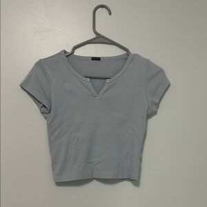 Brandy Melville Blue Cap Sleeve Crop T-Shirt